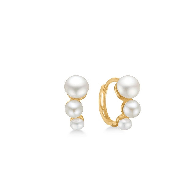 Daisy creoler fra Mads Z i 8 kt guld med perler 12 mm